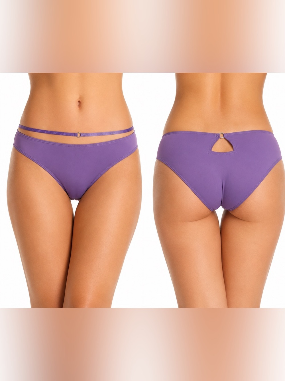 🖤💜 Vassarette 2-Pack Bikini Panties Black & Mauve Ring Detail NWT M